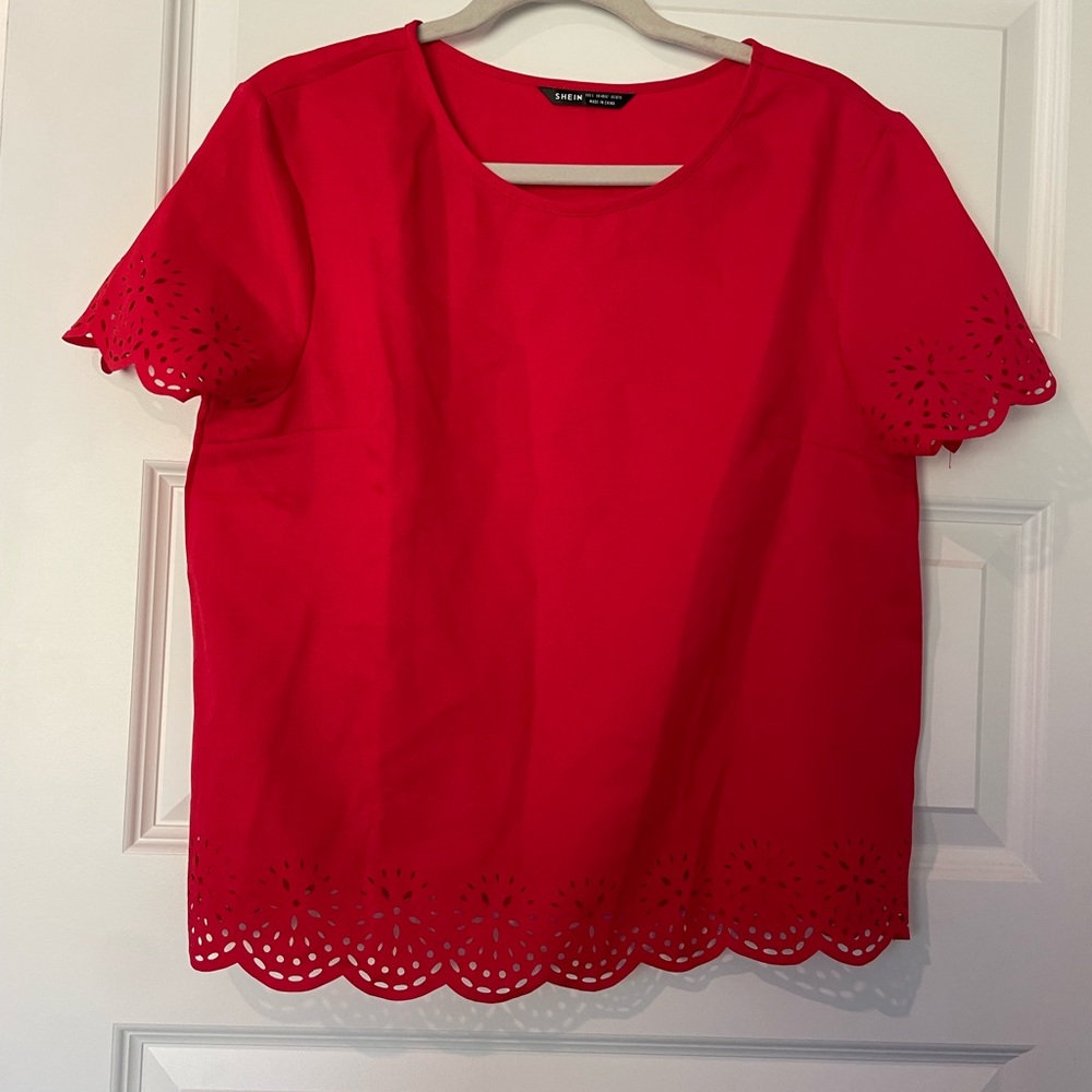 SHEIN- Red Blouse- Size Large